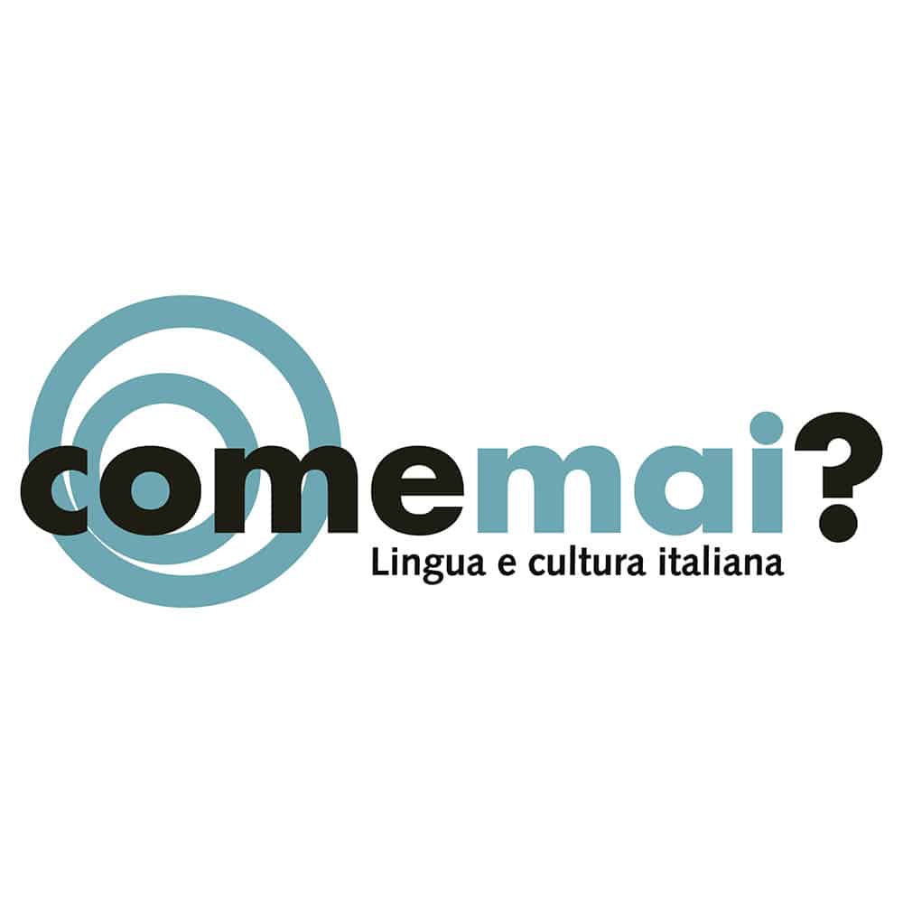 Logotipo academia de italiano Madrid Come Mai
