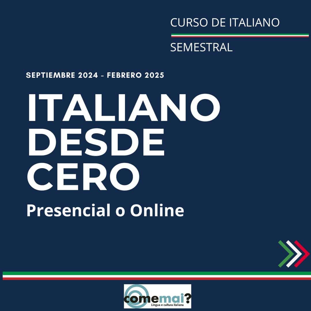 Grafica del curso de italiano para aprender italiano desde cero desde casa o en Madrid